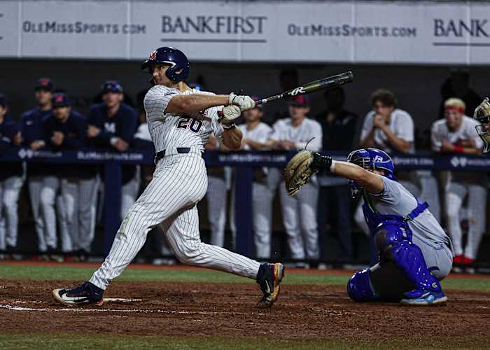 Ole Miss Rebels first baseman Jackson Ross went 2-for-3 at the plate on Wednesday with an RBI double.